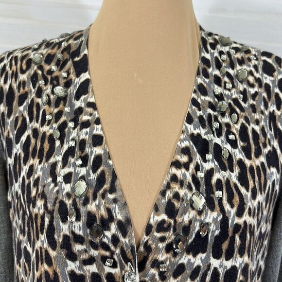 Chico’s Cardigan Size 1 (8) Peyton Long Line Leopard Print - Picture 5 of 15